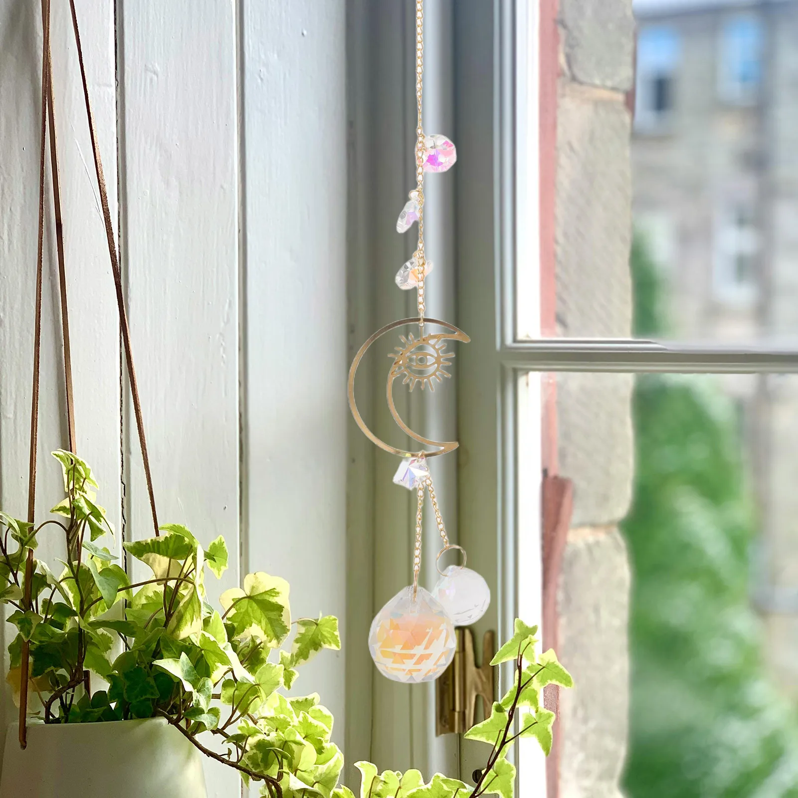 Elegant Crystal Moon Hanging Ornament Wind Chime Suncatcher For Living Room Garden Patio Decorative Home Window Outdoor Indoor
Elegant Crystal Moon Hanging Ornament Wind Chime Suncatcher For Living Room Garden Patio Decorative Home Window Outdoor Indoor