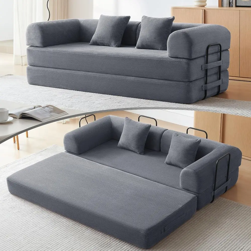 Gray Fabric Sleeper Sofa with Storage and Pillow for Living, Bedroom, or Lounge
Gray Fabric Sleeper Sofa with Storage and Pillow for Living, Bedroom, or Lounge