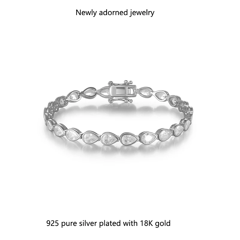 Elegant European and American tennis bracelet with 4x6mm moissanite, silver-plated moissanite bracelet, suitable for festive gat
Elegant European and American tennis bracelet with 4x6mm moissanite, silver-plated moissanite bracelet, suitable for festive gat