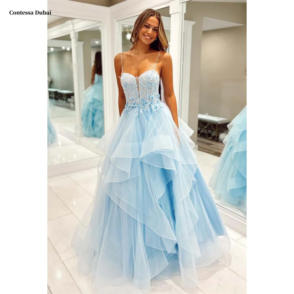 Contessa Dubai Blue 3D Flowers Многоуровневые платья для выпускного вечера с рюшами на тонких бретельках Вечернее платье на шнуровке по индивидуальному заказу
Contessa Dubai Blue 3D Flowers Многоуровневые платья для выпускного вечера с рюшами на тонких бретельках Вечернее платье на шнуровке по индивидуальному заказу