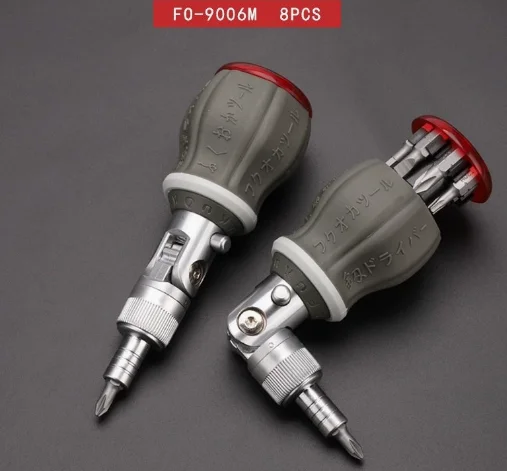 Multi-functional Ratchet Screwdriver 180-degree 8-in-1 Adjustable Angle Domestic Maintenance Mini Quick Ratchet Screwdriver Set
