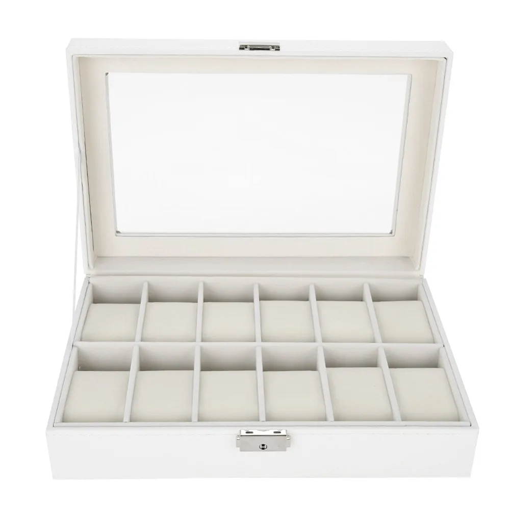 Durable 12 Slots Watch Box White Leather Surface Jewelry Box High-grade Wooden Frame Ornament Organizer Watch Collection
Durable 12 Slots Watch Box White Leather Surface Jewelry Box High-grade Wooden Frame Ornament Organizer Watch Collection