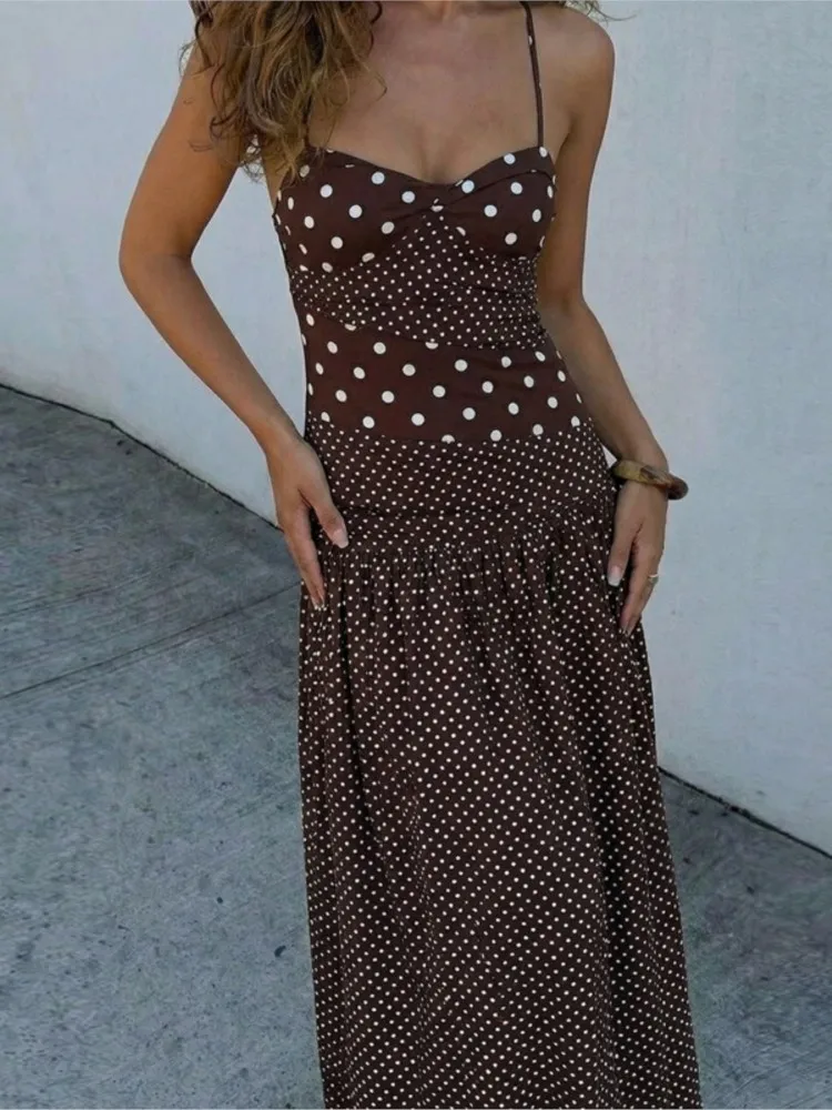 Printed High-waisted A-line Long Dress 2026 Spring Summer New Style Halter Neck Tie Polka Dot Backless Fashion Party Beach Dress
Printed High-waisted A-line Long Dress 2026 Spring Summer New Style Halter Neck Tie Polka Dot Backless Fashion Party Beach Dress