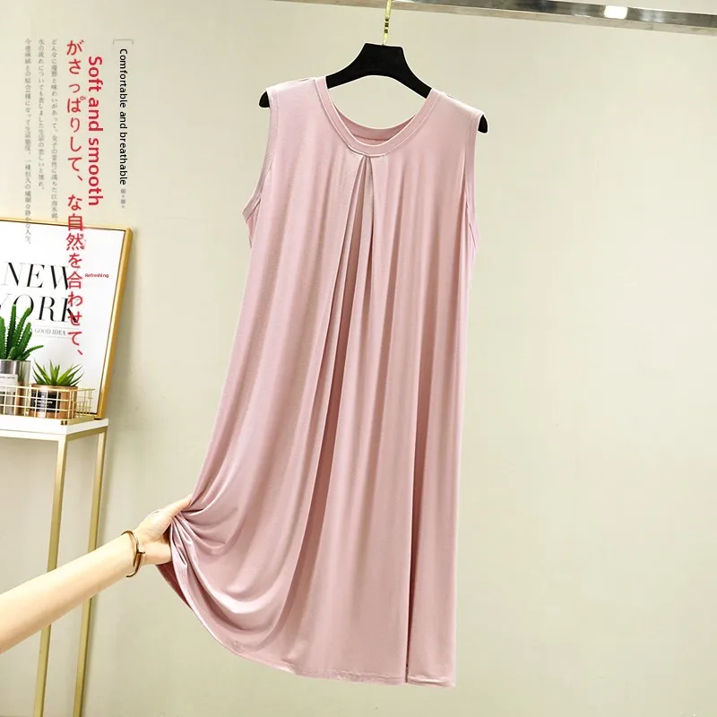 Modal Summer Dress Women's Loose Fit Sleeveless round Neck Thin Home Clothes Outdoor Wearable Nightgown Midi Skirt
Modal Summer Dress Women's Loose Fit Sleeveless round Neck Thin Home Clothes Outdoor Wearable Nightgown Midi Skirt