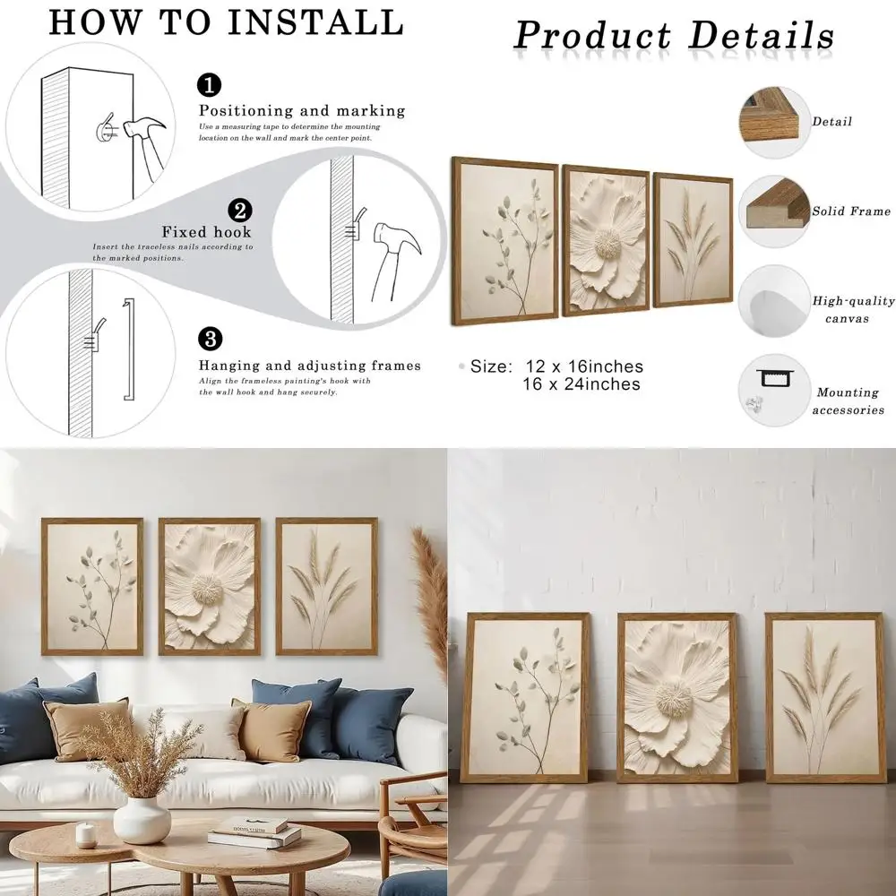 Neutral Beige Floral Canvas Wall Art, Modern Textured Blossom Decor, Vintage Botanical Prints for Home, 16x24 Ready to Hang
Neutral Beige Floral Canvas Wall Art, Modern Textured Blossom Decor, Vintage Botanical Prints for Home, 16x24 Ready to Hang