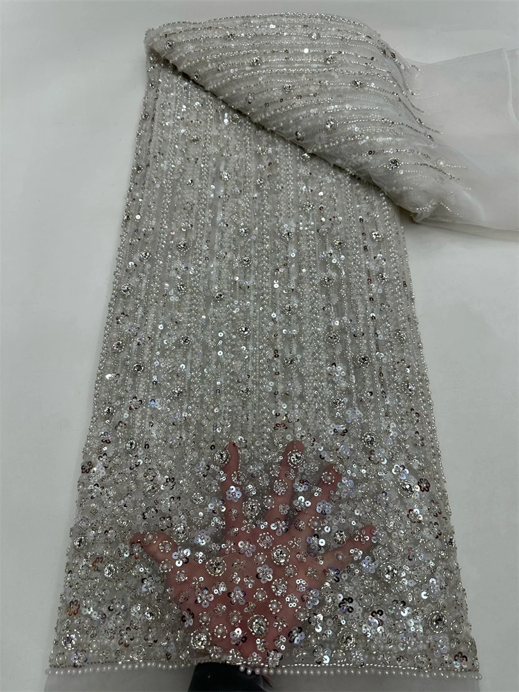Wholesale African Heavy Beaded Lace Fabric 2026 High Quality Nigerian Luxury Sequin Lace French Tulle Fabric for Party Dress
Wholesale African Heavy Beaded Lace Fabric 2026 High Quality Nigerian Luxury Sequin Lace French Tulle Fabric for Party Dress