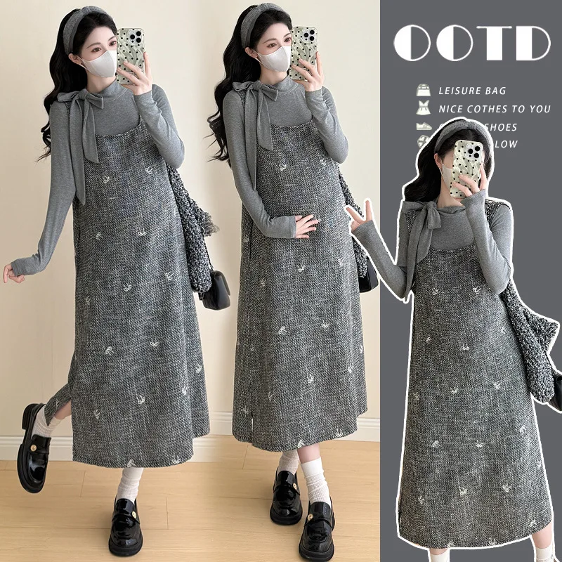 Maternity Suit Spring Autumn 2026 Gentle Elegant Temperament Spaghetti Strap Dress And Base Top Two Piece Set For Pregnant Women
Maternity Suit Spring Autumn 2026 Gentle Elegant Temperament Spaghetti Strap Dress And Base Top Two Piece Set For Pregnant Women