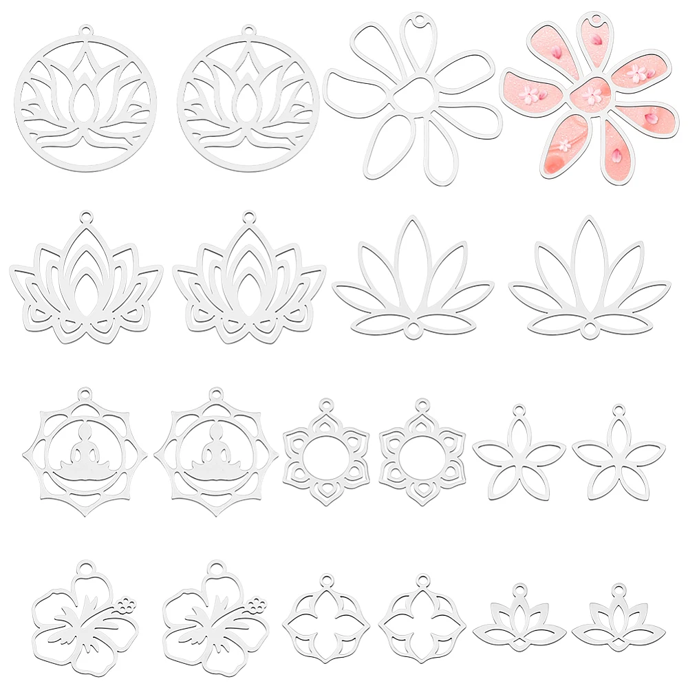 20Pcs 10 Styles 201 Stainless Steel Pendants Laser Cut Pendants Flower Stainless Steel Color 14~34.5x18.5~35x1~1.5mm
20Pcs 10 Styles 201 Stainless Steel Pendants Laser Cut Pendants Flower Stainless Steel Color 14~34.5x18.5~35x1~1.5mm