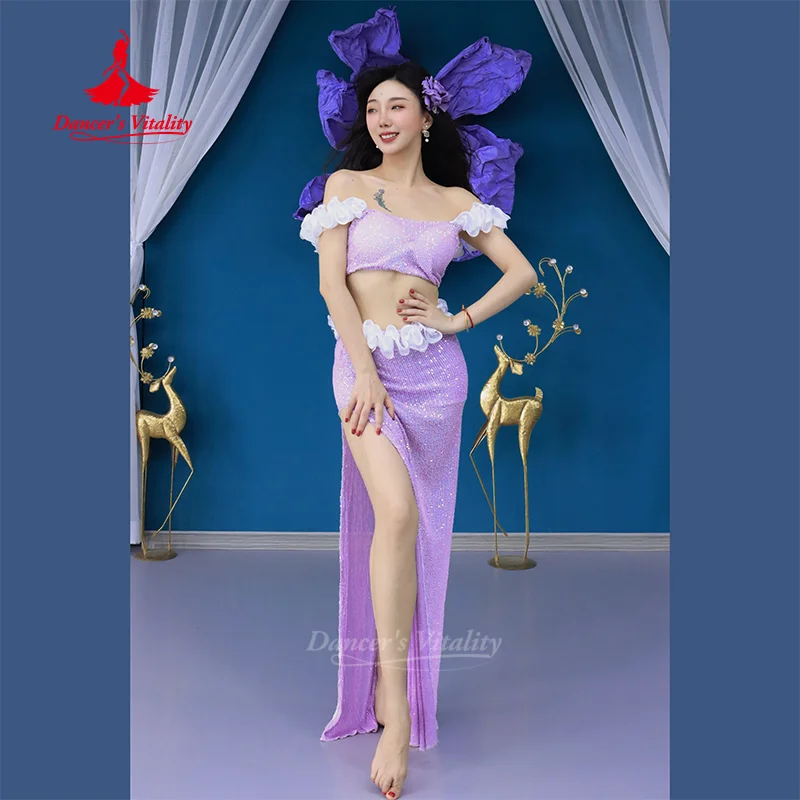 Belly Dance Costume for Women's Customized Sexy Off Shoulder Top+Sequin Long Skirt 2pcs Oriental Dancing Performance Clothing 
Belly Dance Costume for Women's Customized Sexy Off Shoulder Top+Sequin Long Skirt 2pcs Oriental Dancing Performance Clothing
