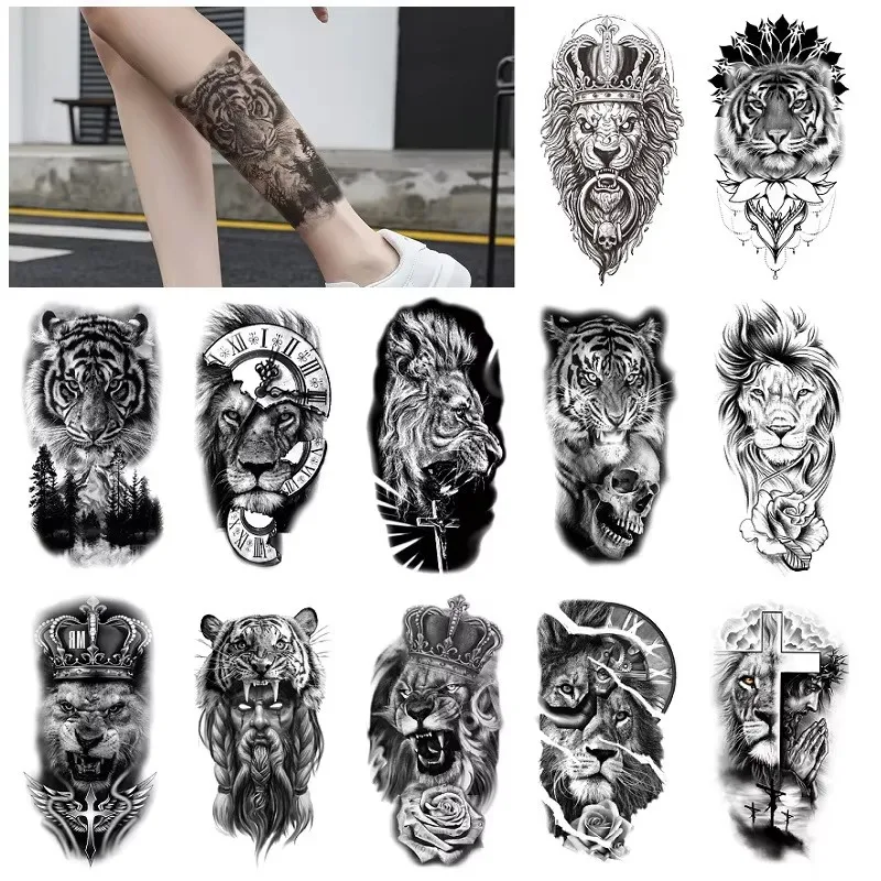 12sheets Lion Tiger Waterproof Tattoo Stickers Men Women Half Arm Calf Water Transfer Fake Tattoo Animal Pattem Temporary Tattoo
12sheets Lion Tiger Waterproof Tattoo Stickers Men Women Half Arm Calf Water Transfer Fake Tattoo Animal Pattem Temporary Tattoo