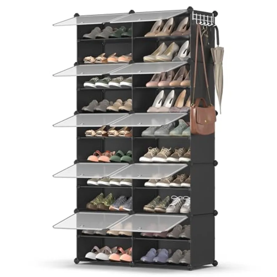 10-Tier Shoe Rack Organizer for Closet Entryway Adjustable Shoe Storage Cabinet Holds Up to 40 Pairs Ink Black Frame with Trans
10-Tier Shoe Rack Organizer for Closet Entryway Adjustable Shoe Storage Cabinet Holds Up to 40 Pairs Ink Black Frame with Trans