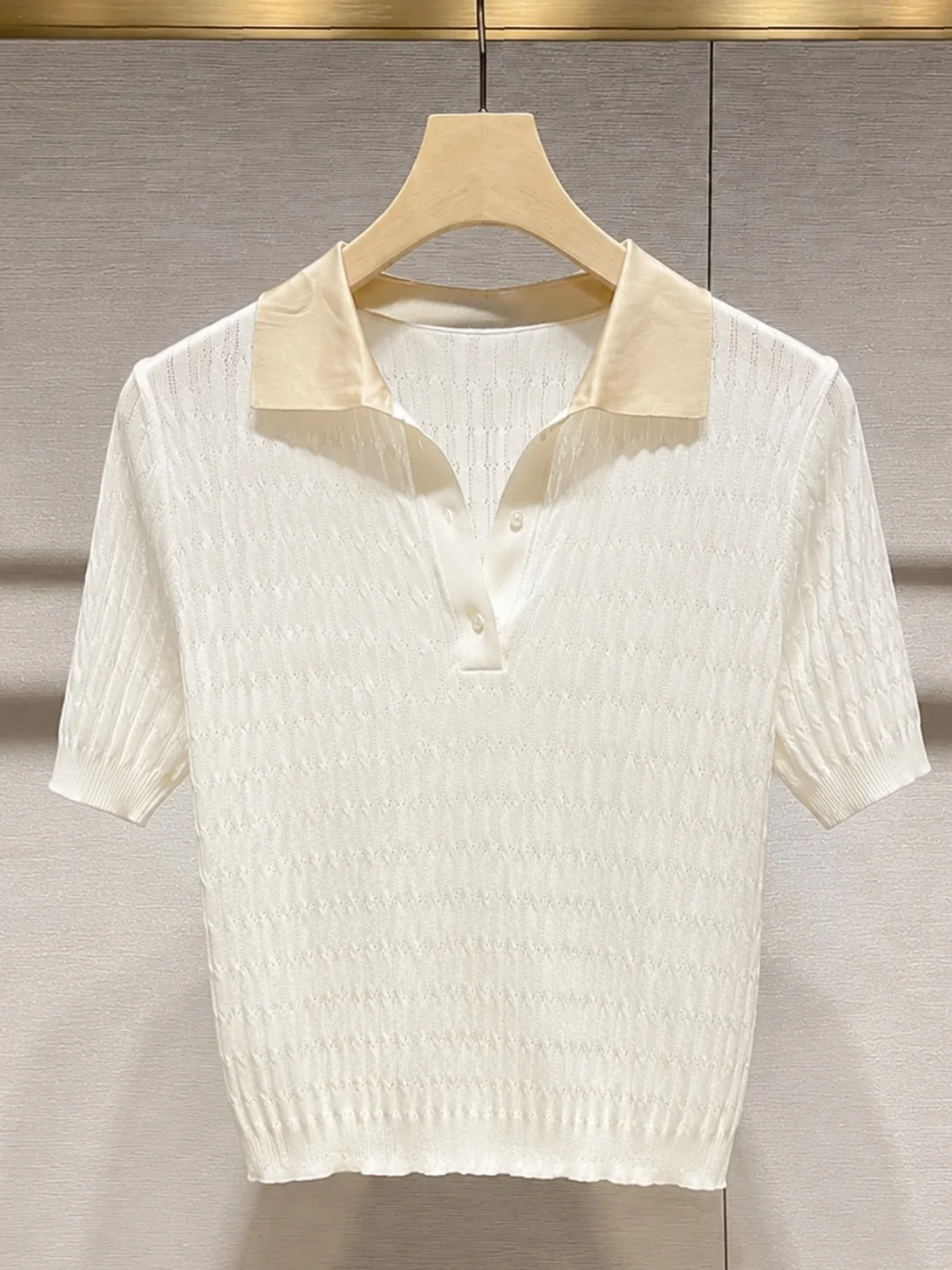 Fashionable Color Block Neck Ice Silk Knitted Top Soft Elegant Base Layer Shirt Korean Style Slim Fit Short Sleeve
Fashionable Color Block Neck Ice Silk Knitted Top Soft Elegant Base Layer Shirt Korean Style Slim Fit Short Sleeve