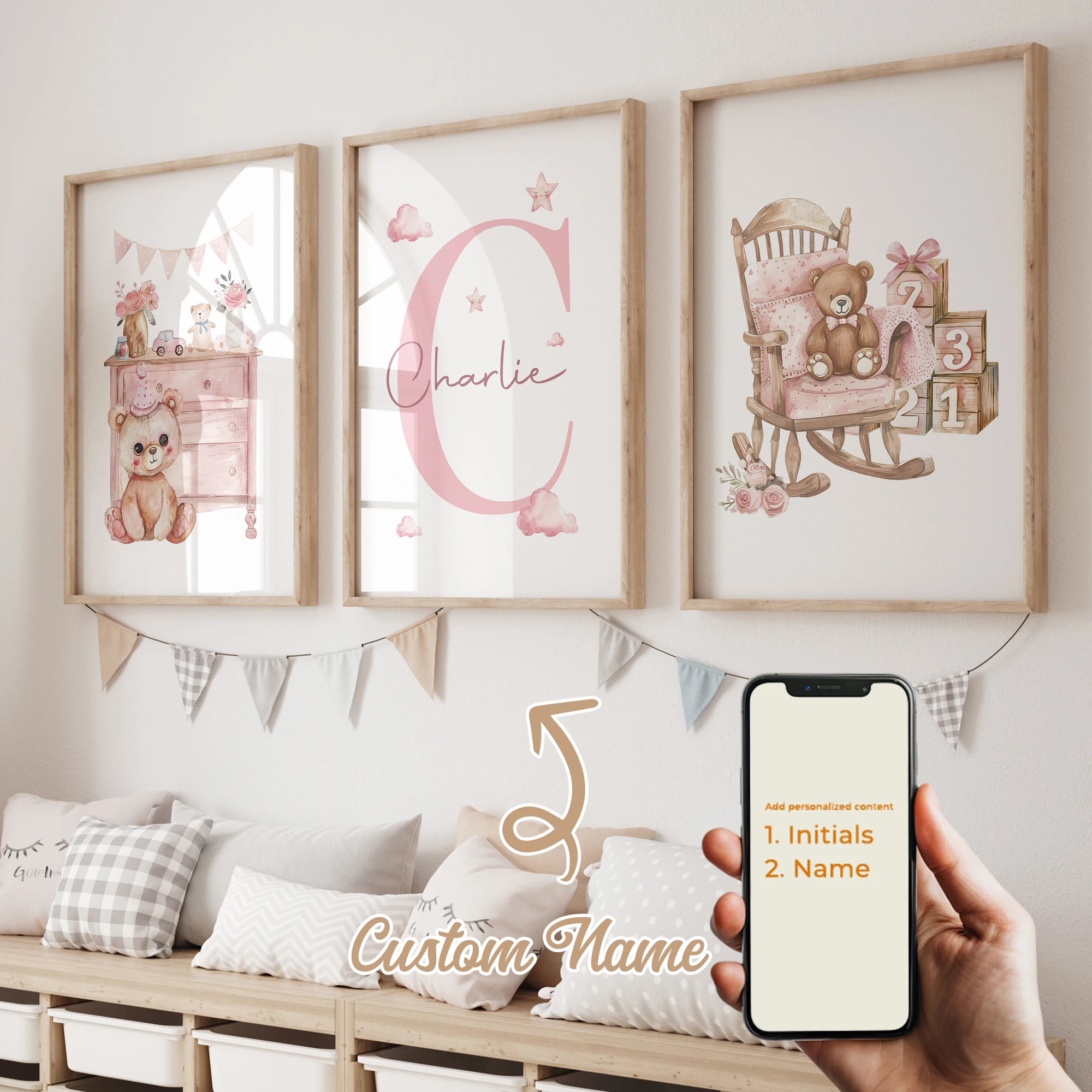 3pcs Custom Kids Personalized Name Pink Bear Girl Gift Wall Art Print Picture Living Room Kids Room Home Decor
3pcs Custom Kids Personalized Name Pink Bear Girl Gift Wall Art Print Picture Living Room Kids Room Home Decor