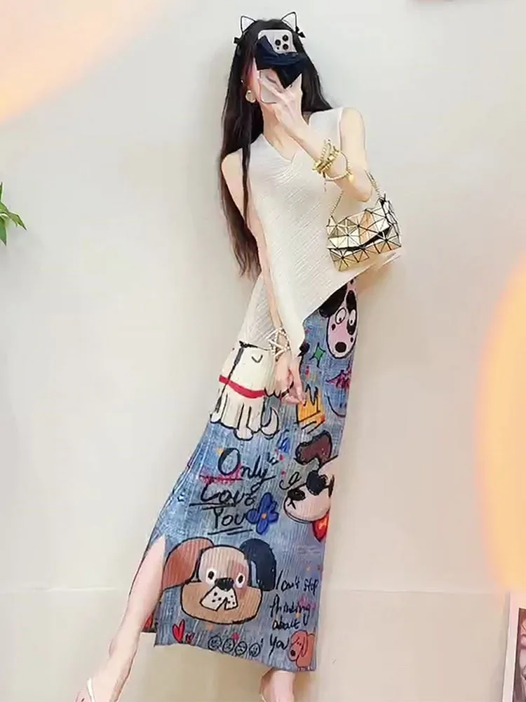 Unique Beautiful Summer Outfit White Simple Top Cartoon Patterned f Skirt Pleated Set Women's Faion Ensemble Breathable ...
Unique Beautiful Summer Outfit White Simple Top Cartoon Patterned f Skirt Pleated Set Women's Faion Ensemble Breathable ...