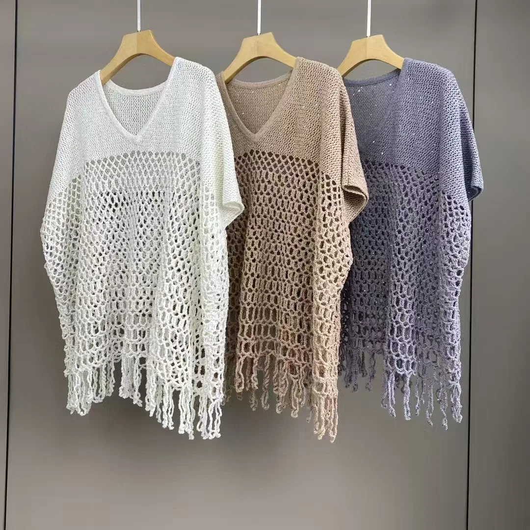 25 Spring/Summer New Women's Linen Knitted Tassel Blouse Hollow Top Fashion All-match
25 Spring/Summer New Women's Linen Knitted Tassel Blouse Hollow Top Fashion All-match