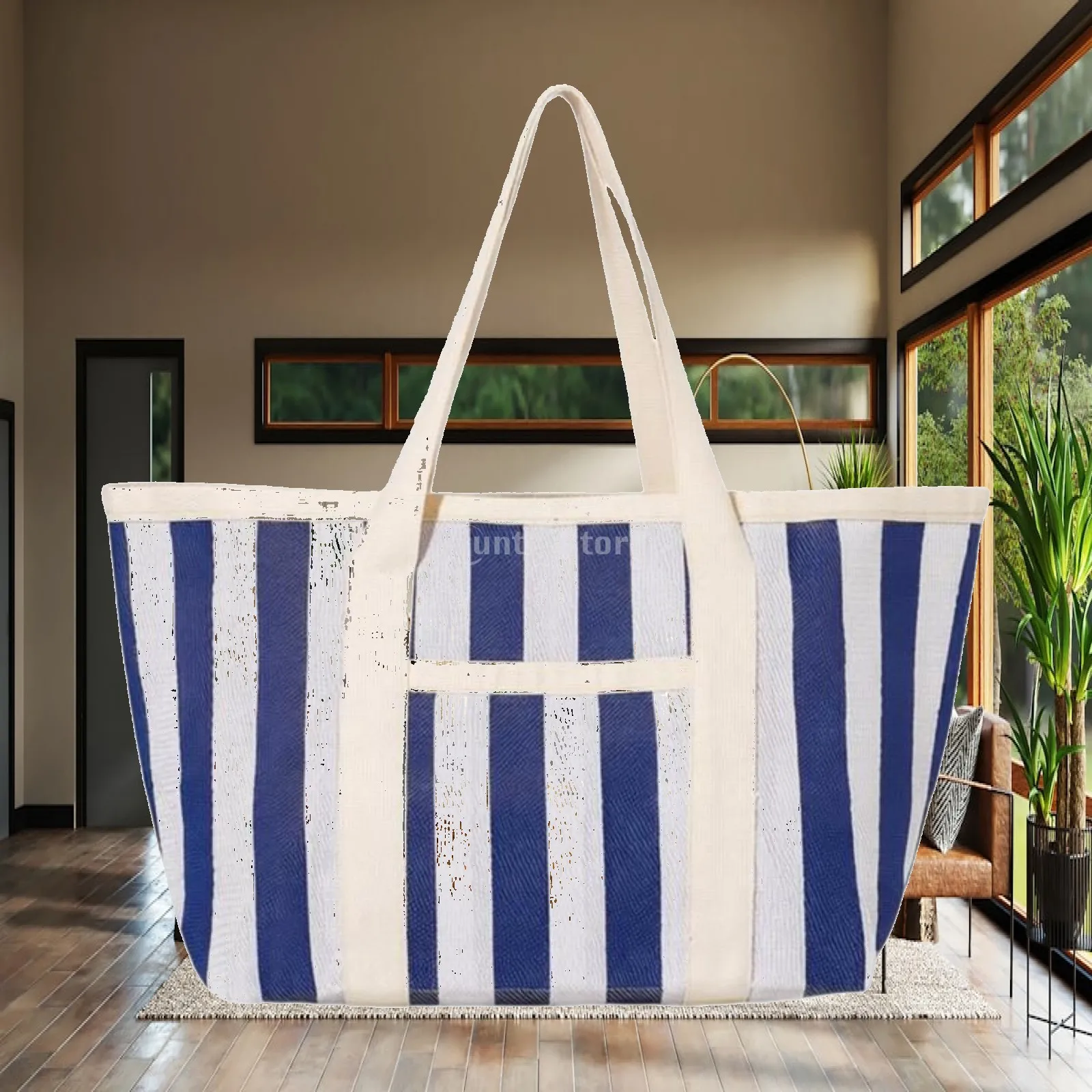 Women Beach Bag Handbag Stylish Grocery Bag Office Striped Tote Bag
Women Beach Bag Handbag Stylish Grocery Bag Office Striped Tote Bag