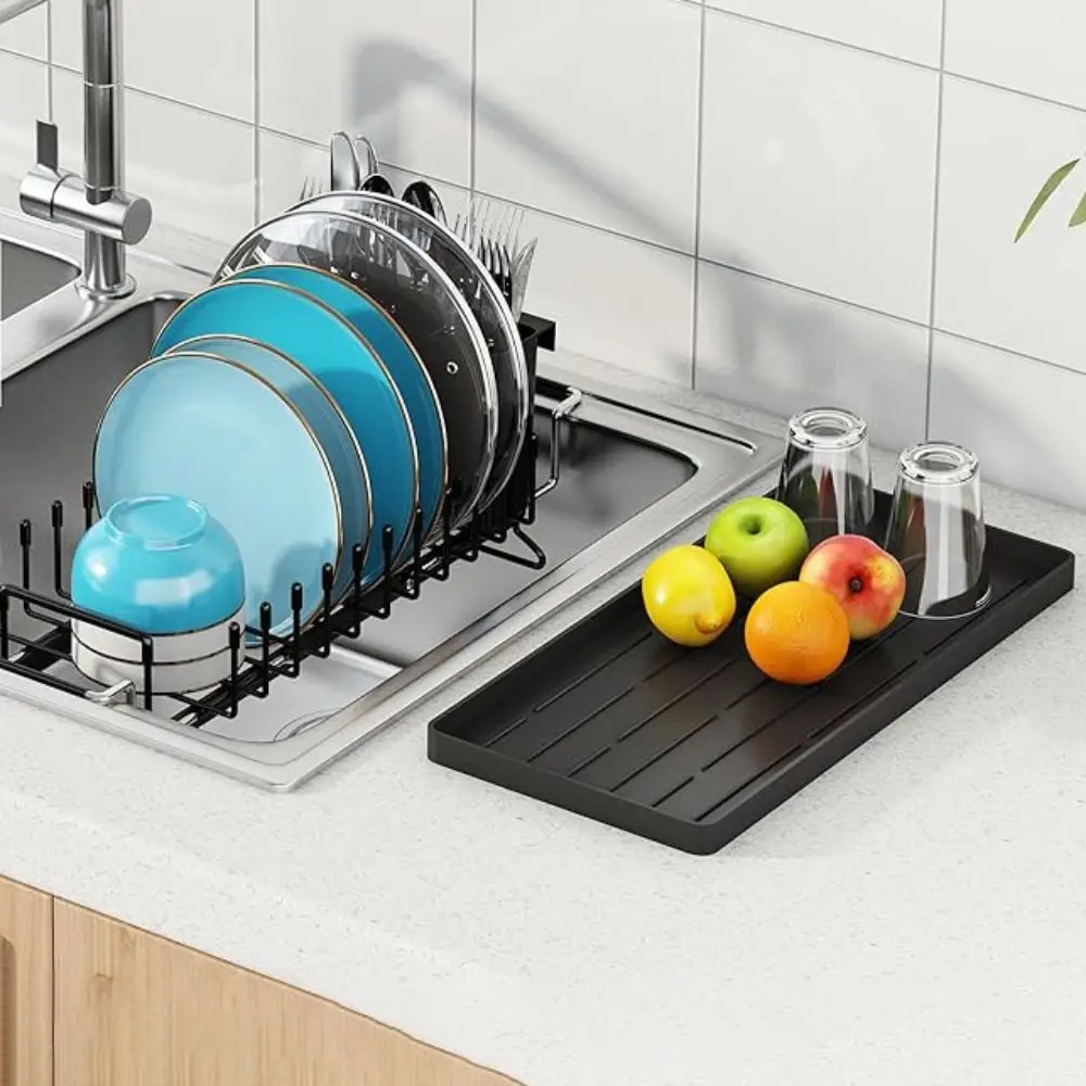 Extendable Bottom Tray Counter Dish Drying Rack Black Space-Saving Tableware Storage Rack with Chopstick Box
Extendable Bottom Tray Counter Dish Drying Rack Black Space-Saving Tableware Storage Rack with Chopstick Box