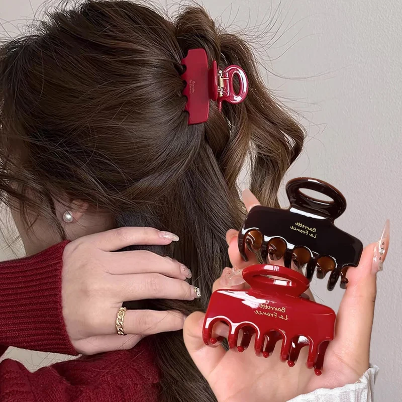 Elegant Red Acetate Hair Claws 5.5cm Hair Clips for Women Korean Shark Clip Fashion Headwear Accessories Аксессуары для волос
Elegant Red Acetate Hair Claws 5.5cm Hair Clips for Women Korean Shark Clip Fashion Headwear Accessories Аксессуары для волос