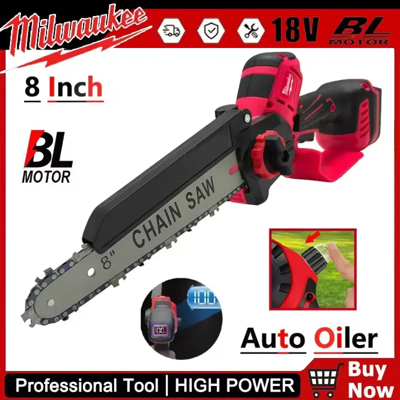 Milwaukee High-power Chainsaw 8 Inch Auto Oiler Brushless Electric Chain Saw Pruning Wood Cutting Power Tools For 18V Battery
Milwaukee High-power Chainsaw 8 Inch Auto Oiler Brushless Electric Chain Saw Pruning Wood Cutting Power Tools For 18V Battery