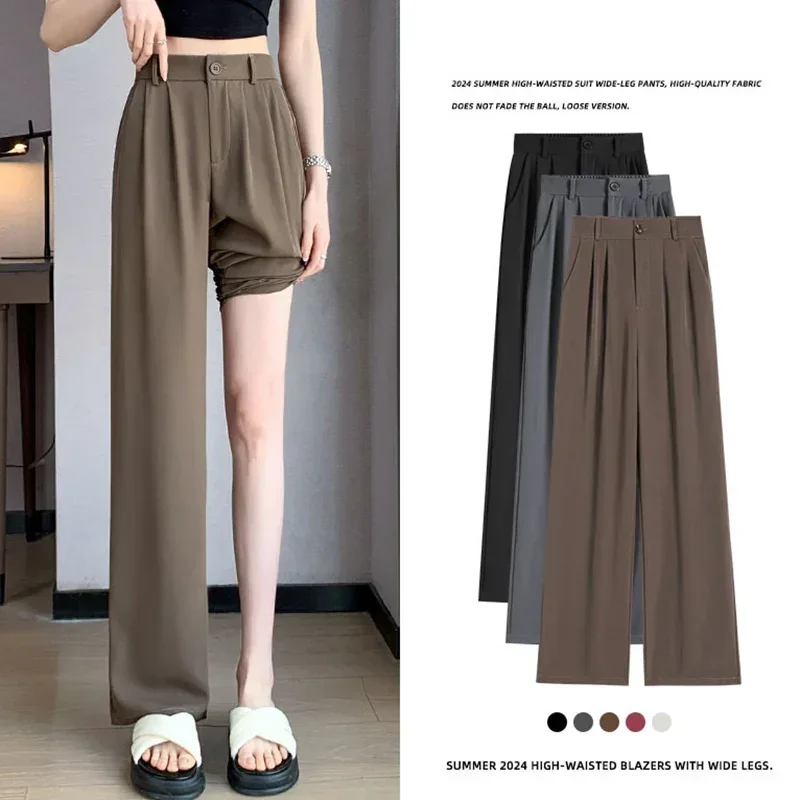 Women Suit Pants Lady Baggy High Waist Wide Leg Solid Color Basic Thin Trousers Female Straight Leg Classic Office Pants Slacks
Women Suit Pants Lady Baggy High Waist Wide Leg Solid Color Basic Thin Trousers Female Straight Leg Classic Office Pants Slacks