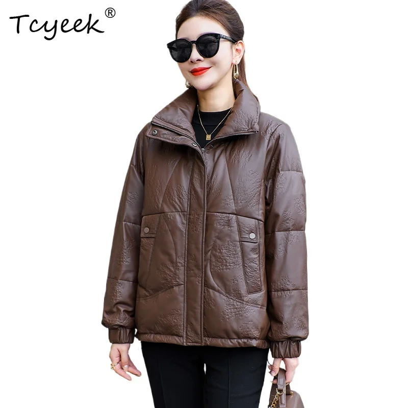 Tcyeek Женская куртка из натуральной кожи на белом утином пуху, осень-зима, элитный лацкан, темно-коричневая женская куртка из натуральной кожи Женская Кожаная Куртка
Tcyeek Женская куртка из натуральной кожи на белом утином пуху, осень-зима, элитный лацкан, темно-коричневая женская куртка из натуральной кожи Женская Кожаная Куртка