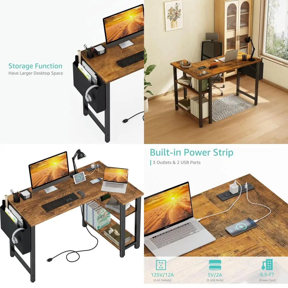 Маленький L-образный стол с полками для розетки, 40-дюймовый двусторонний угловой стол для небольшого домашнего офиса, L-образный компьютер Des
Маленький L-образный стол с полками для розетки, 40-дюймовый двусторонний угловой стол для небольшого домашнего офиса, L-образный компьютер Des