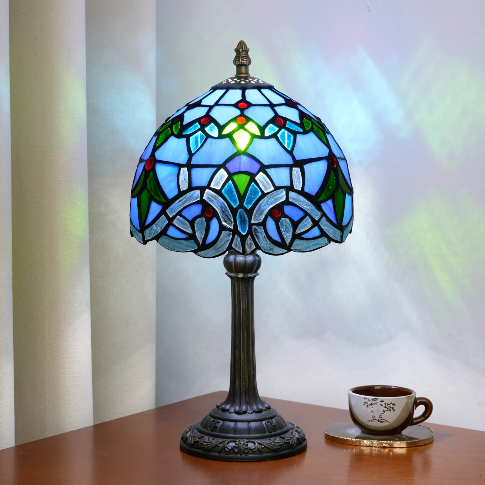 Small Tiffany Table Lamp,Baroque Stained Glass Lamp,8 Inch desk Lamp for Bedroom Living Room Home, Handcrafted Light, (Blue)
Small Tiffany Table Lamp,Baroque Stained Glass Lamp,8 Inch desk Lamp for Bedroom Living Room Home, Handcrafted Light, (Blue)
