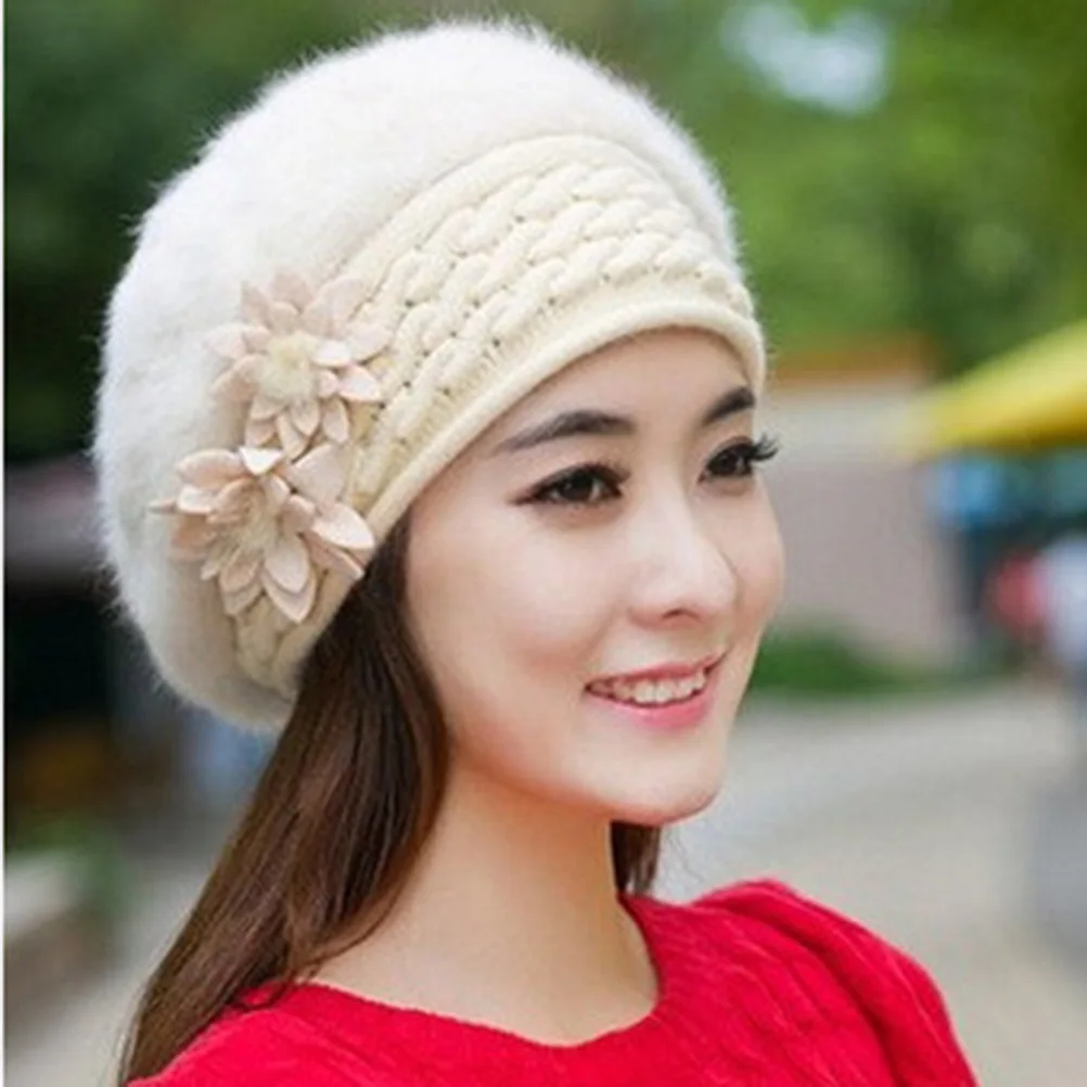 Thickened Double Layer Warm Knitted Wool Hat Women With Elegant Side Flower Design Suitable For Winter Outdoor Sports
Thickened Double Layer Warm Knitted Wool Hat Women With Elegant Side Flower Design Suitable For Winter Outdoor Sports