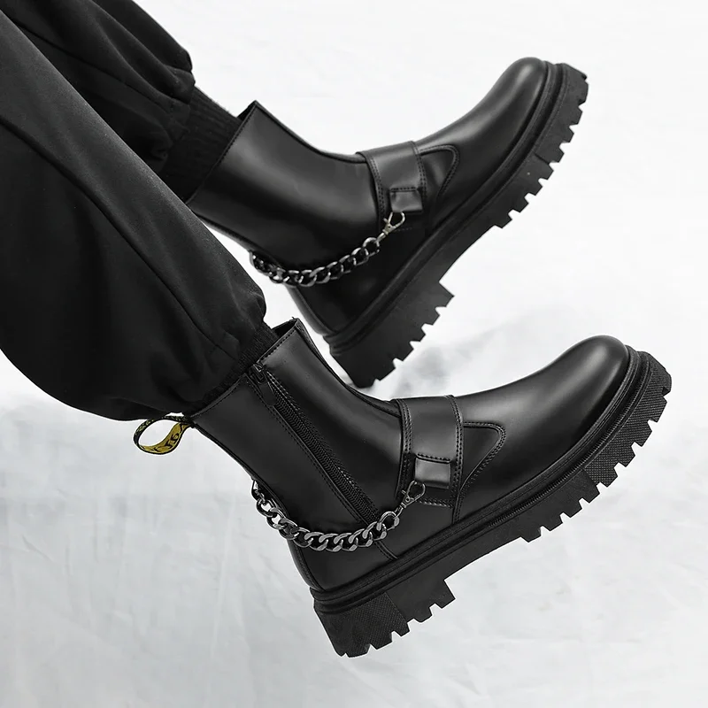 Hot Ankle Boots Chelsea Boots Men's New Autumn All-match High-Top Black British Men's Thick-Soled Motorcycle Cargo Leather Boots
Hot Ankle Boots Chelsea Boots Men's New Autumn All-match High-Top Black British Men's Thick-Soled Motorcycle Cargo Leather Boots