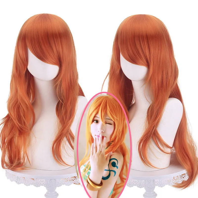 70cm/27.5inch Halloween Comic women Nami cosplay orange wig Nami Orange long wavy hair Party role play orange hair costumes
70cm/27.5inch Halloween Comic women Nami cosplay orange wig Nami Orange long wavy hair Party role play orange hair costumes