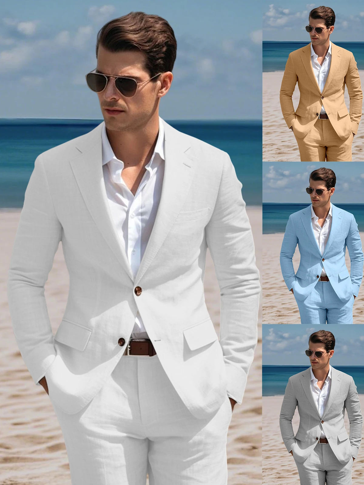 Пляжный летний льняной мужской костюм Slim Fit, повседневный мужской комплект одежды из 2 предметов, дышащие пиджаки с брюками Traje Novio Hombre Tuexdo
Пляжный летний льняной мужской костюм Slim Fit, повседневный мужской комплект одежды из 2 предметов, дышащие пиджаки с брюками Traje Novio Hombre Tuexdo