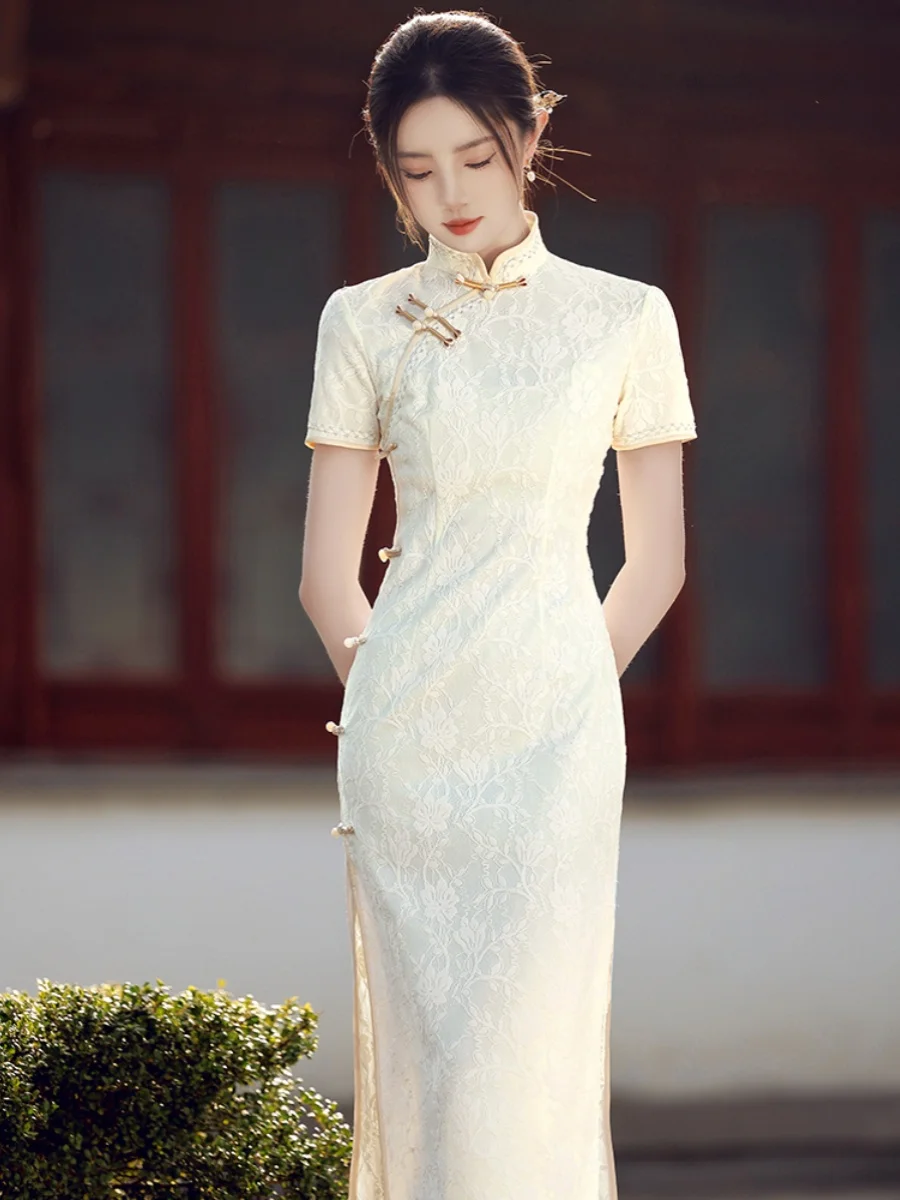 Elegant Lace Dress Young Simple High-End Girl Summer Chinese Style White Cotton 100% Short Sleeve Daily Wear
Elegant Lace Dress Young Simple High-End Girl Summer Chinese Style White Cotton 100% Short Sleeve Daily Wear