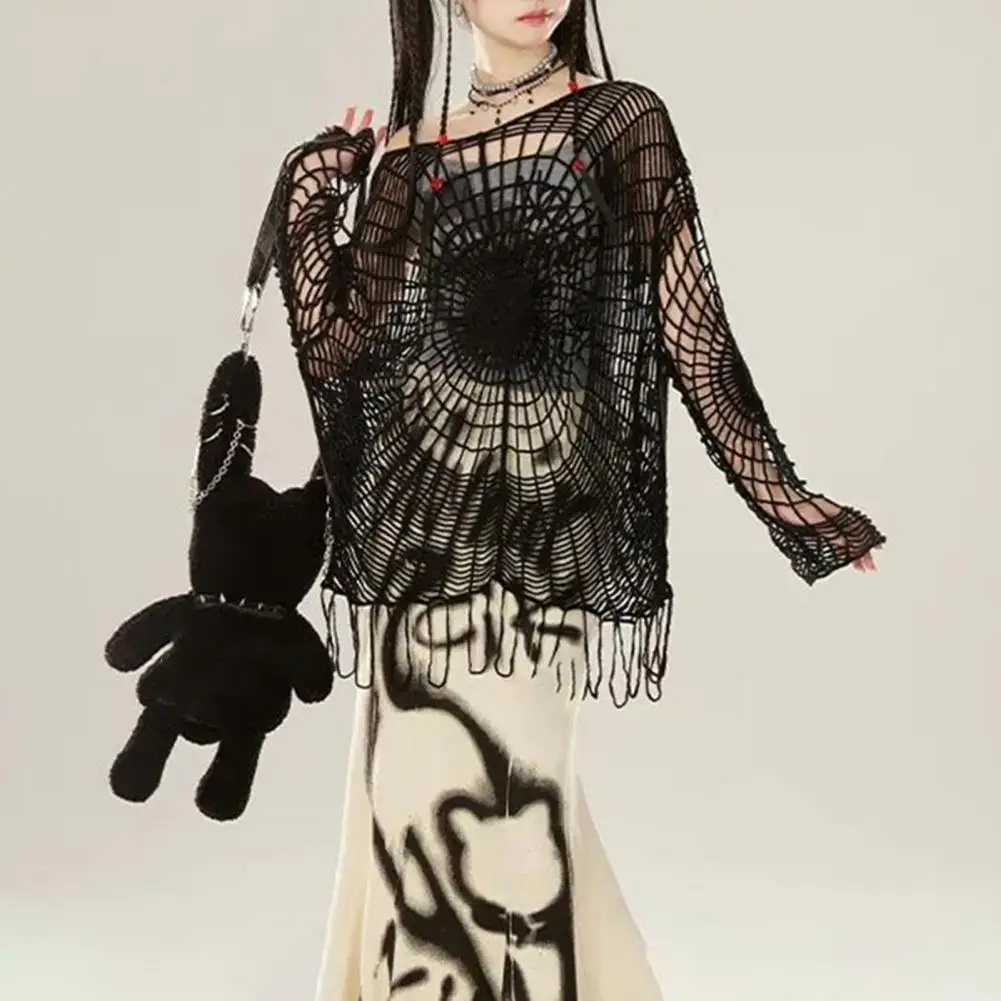 Decorative Knitwear Spider Web Design Knitted Sweater with Tassel Hem Hooded Long Sleeve Coat Loose Fit Hollow Style Pullover
Decorative Knitwear Spider Web Design Knitted Sweater with Tassel Hem Hooded Long Sleeve Coat Loose Fit Hollow Style Pullover