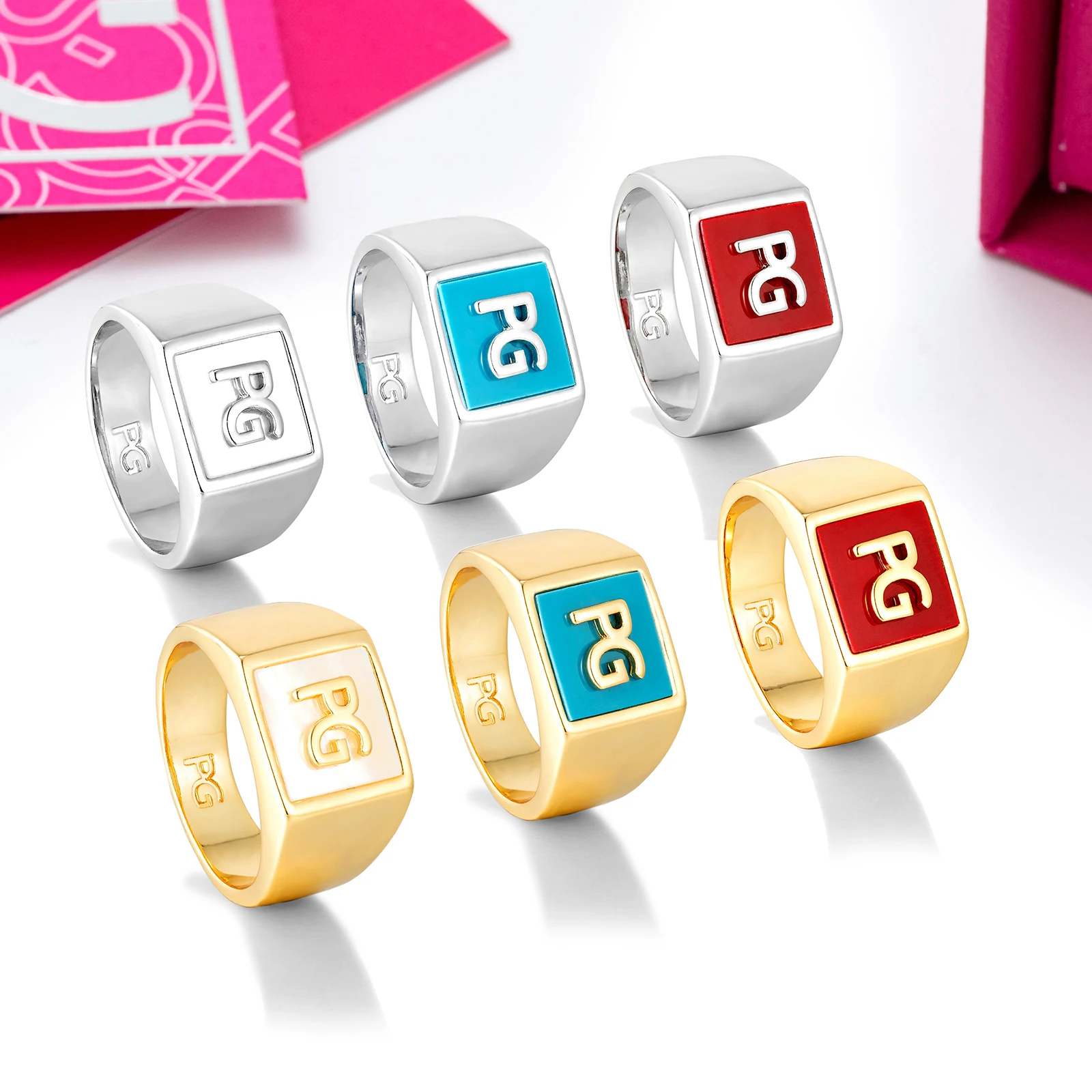 PG GAROIA Brass Mother of Pearl Square Letter Pattern Rings - Multi-Color Fashion Jewelry for Women Elegant Gift Box
PG GAROIA Brass Mother of Pearl Square Letter Pattern Rings - Multi-Color Fashion Jewelry for Women Elegant Gift Box