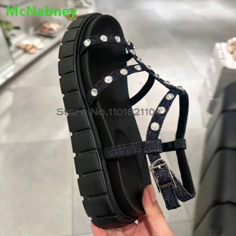 Thick Sole Crystal Beach Sandals For Female Women Round Toe Narrow Band Buckle Strap Shallow Casual Fashion All-match Shoes
Thick Sole Crystal Beach Sandals For Female Women Round Toe Narrow Band Buckle Strap Shallow Casual Fashion All-match Shoes
