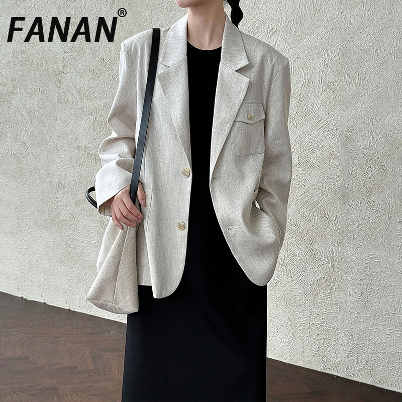 FANAN Elegant French Style Blazers For Women Notched Single Breasted Long Sleeve Office Lady Jackets 2025 Autumn New Fashion
FANAN Elegant French Style Blazers For Women Notched Single Breasted Long Sleeve Office Lady Jackets 2025 Autumn New Fashion