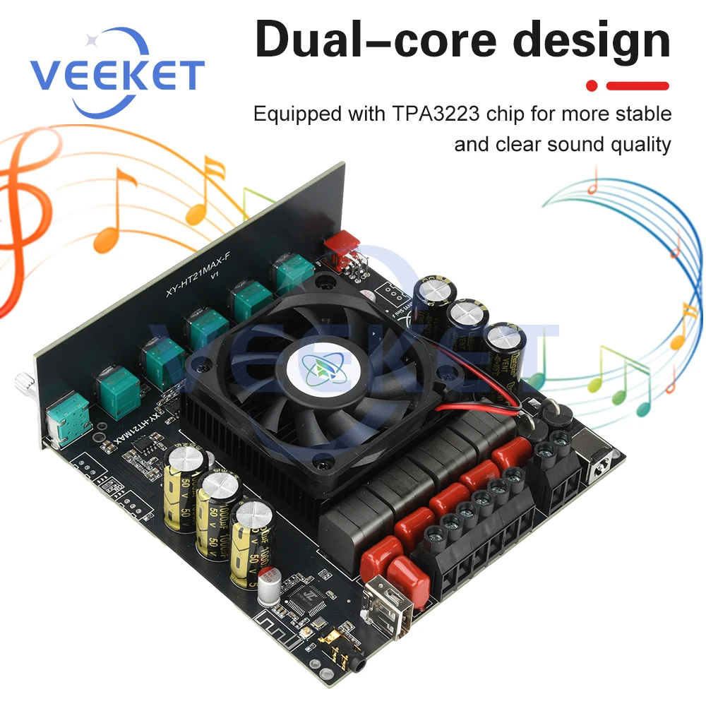 DC 12-42V XY-HT21MAX Channel Power Audio Stereo Subwoofer Amplifier Board Bluetooth 2.1 -compatible 200W * 2+400W TPA3223
DC 12-42V XY-HT21MAX Channel Power Audio Stereo Subwoofer Amplifier Board Bluetooth 2.1 -compatible 200W * 2+400W TPA3223