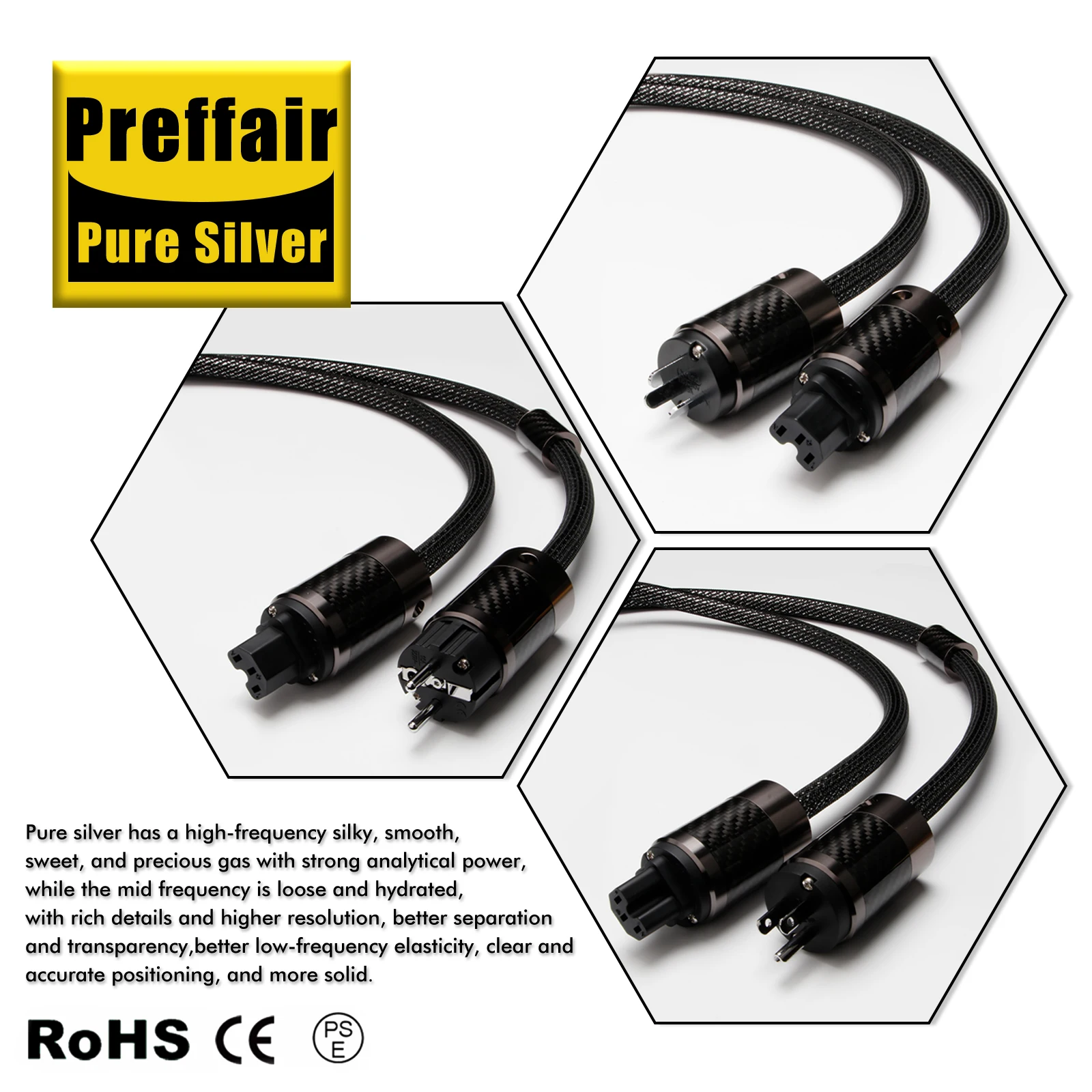 Preffair 4N pure silver hifi power cord CD DVD Speaker device pre amplifier US/EU/AU connection cable
Preffair 4N pure silver hifi power cord CD DVD Speaker device pre amplifier US/EU/AU connection cable