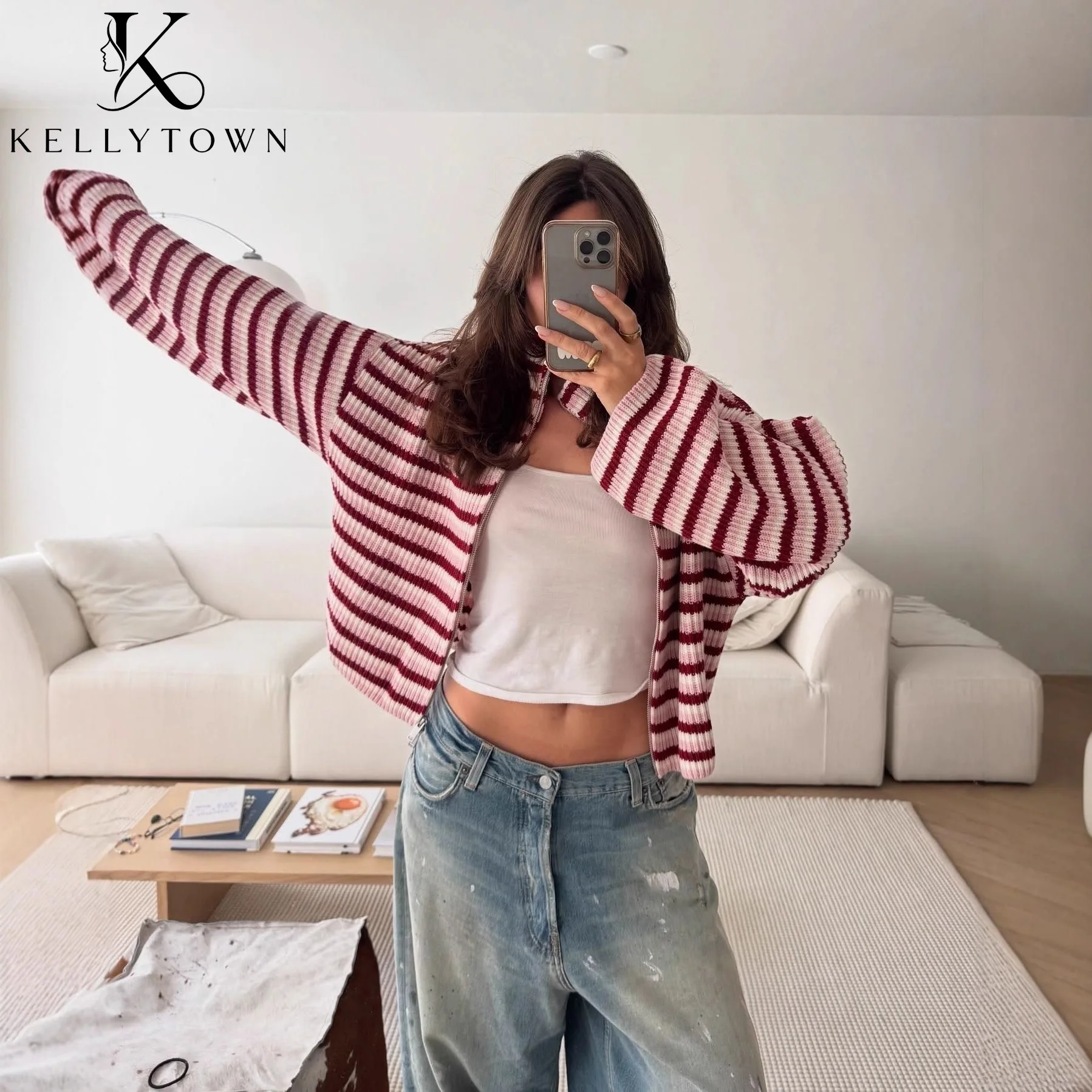 Caual Striped Cardigans Women Zipper Coat Autumn Winter Female Clothes 2026 Streetwear Loose Turn Down Collar Knitted Sweater
Caual Striped Cardigans Women Zipper Coat Autumn Winter Female Clothes 2026 Streetwear Loose Turn Down Collar Knitted Sweater
