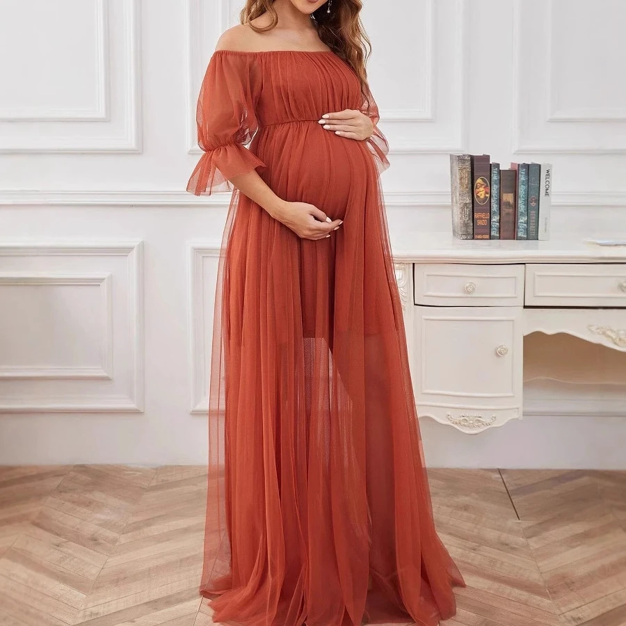 Maternity Pregnant Women Solid Long Dress Off Shoulder Short Sleeve Mesh Elegant Evening Party Dresses Casual Pregnancy Clothing
Maternity Pregnant Women Solid Long Dress Off Shoulder Short Sleeve Mesh Elegant Evening Party Dresses Casual Pregnancy Clothing