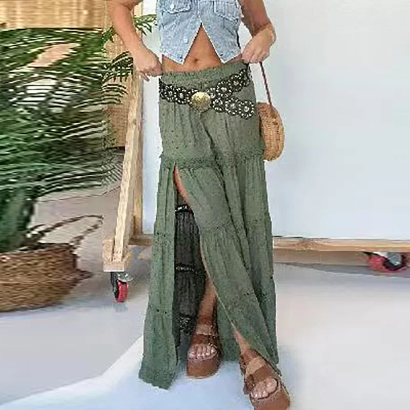 2025 Spring Summer New Design Style Half Skirts Fashion Lace Spliced Hollow Out Elastic Waist Long Skirts Bohemian Beach Skirts
2025 Spring Summer New Design Style Half Skirts Fashion Lace Spliced Hollow Out Elastic Waist Long Skirts Bohemian Beach Skirts