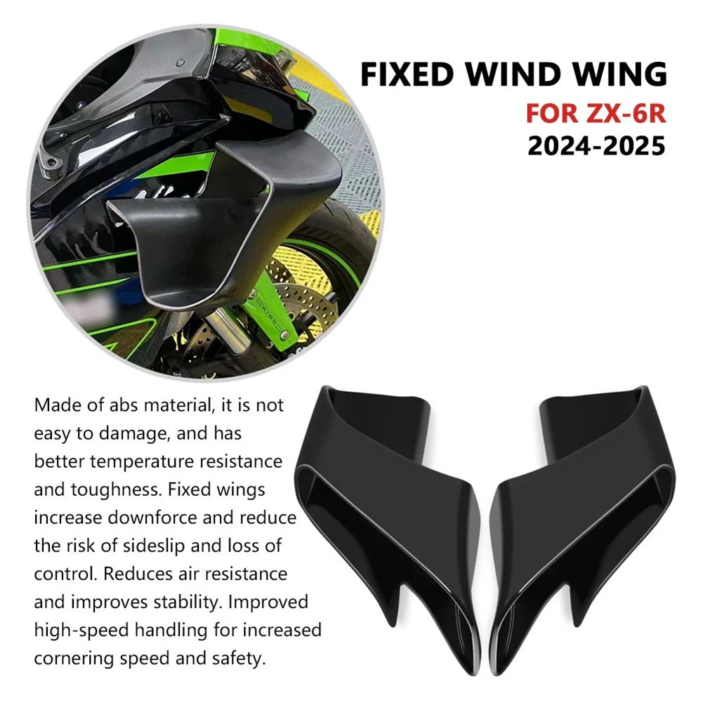 Practical Motorcycle Spoiler Aerodynamic Winglet Fixed Wing Side Wing Fairing Side Spoiler For ZX-6R ZX636 ZX6R ZX 636 2024 2025 
Practical Motorcycle Spoiler Aerodynamic Winglet Fixed Wing Side Wing Fairing Side Spoiler For ZX-6R ZX636 ZX6R ZX 636 2024 2025