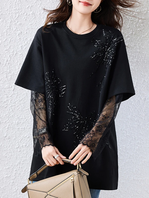 Летняя футболка ort Sve, женская модная футболка миди, свободный длинный кружевной топ све для больших размеров, корейский живіт, поездка на работу
Летняя футболка ort Sve, женская модная футболка миди, свободный длинный кружевной топ све для больших размеров, корейский живіт, поездка на работу