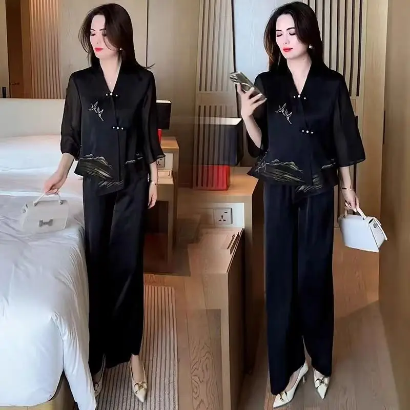 Fashionable Women's Summer 2026 Loose Wide Leg Pants Two Piece Set with Button Detailing Slimming Effect Trendy Outfit
Fashionable Women's Summer 2026 Loose Wide Leg Pants Two Piece Set with Button Detailing Slimming Effect Trendy Outfit