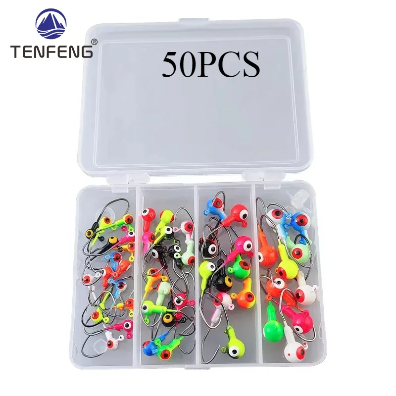 Pesca 50pcs/box 157g Colorful Jig Head Hook Set Luminous Fishing Hooks Saltwater Wholesale Bionic Fishing Eye Fly Fishing Hooks
Pesca 50pcs/box 157g Colorful Jig Head Hook Set Luminous Fishing Hooks Saltwater Wholesale Bionic Fishing Eye Fly Fishing Hooks