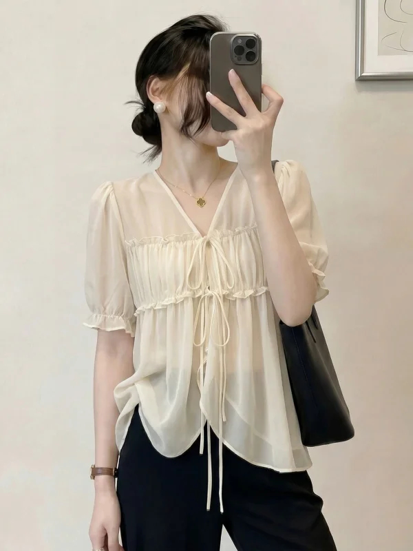 V-Neck Short Sleeve Shirt Women's Summer New Style Large Size Fat MM Doll Shirt Chiffon Top Korean Style Breathable Skin-Frie...
V-Neck Short Sleeve Shirt Women's Summer New Style Large Size Fat MM Doll Shirt Chiffon Top Korean Style Breathable Skin-Frie...