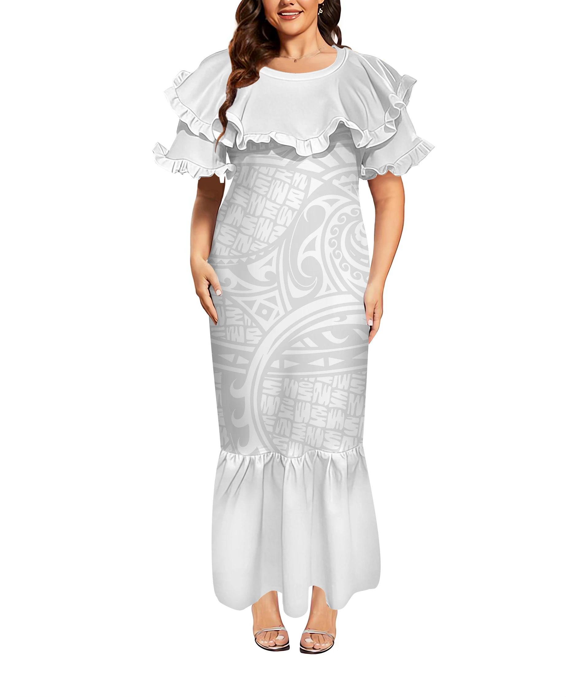 High-Quality Casual Polynesian Women'S Party Festival Dress Custom Round-Neck Ruffled Sleeve Mother'S Day White Weekend Dress
High-Quality Casual Polynesian Women'S Party Festival Dress Custom Round-Neck Ruffled Sleeve Mother'S Day White Weekend Dress