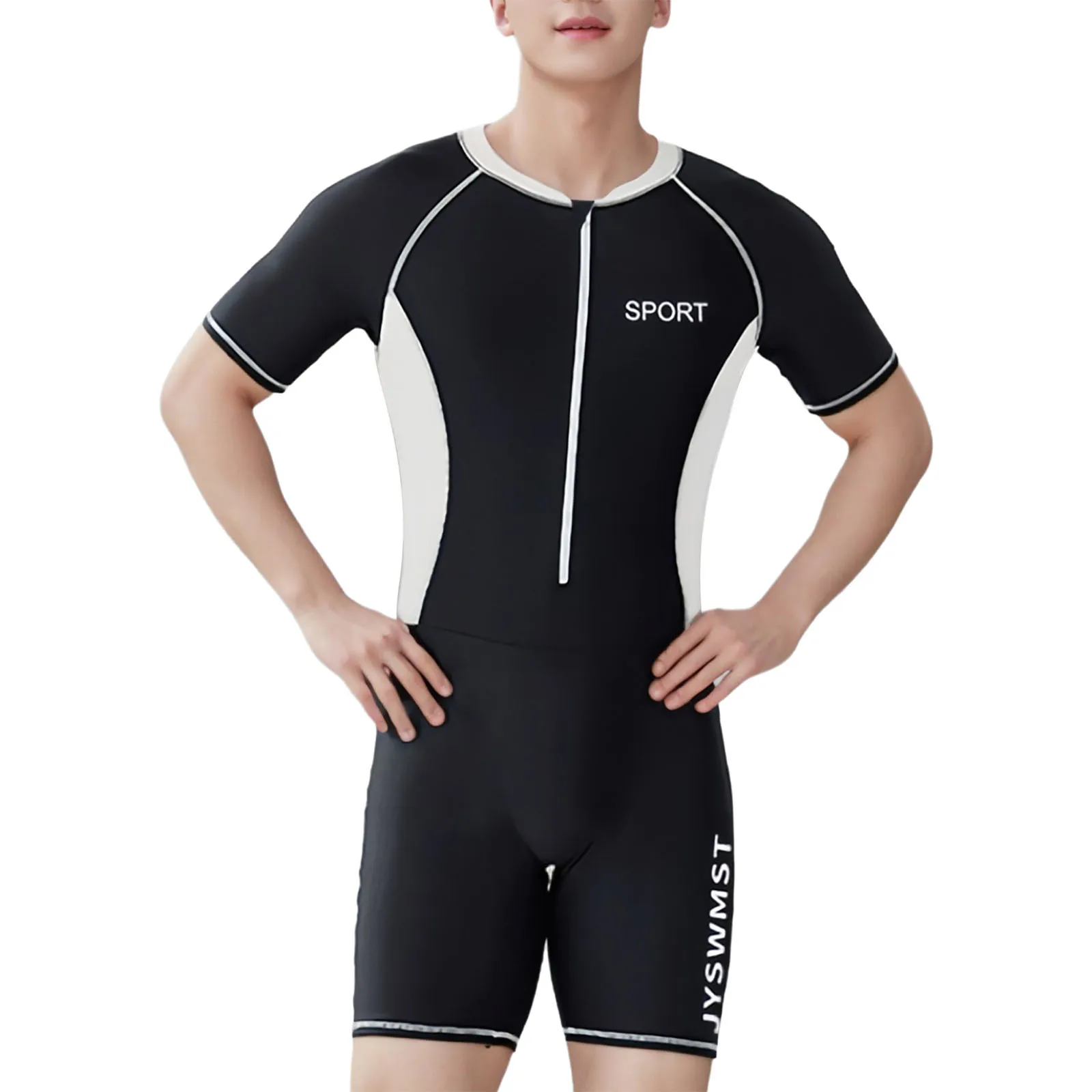 Men One-Piece Swimsuit Diving Surfing Suit Color Block Bathing Suit Beach Swimwear Round Neck Short Sleeve Front Zipper Jumpsuit
Men One-Piece Swimsuit Diving Surfing Suit Color Block Bathing Suit Beach Swimwear Round Neck Short Sleeve Front Zipper Jumpsuit