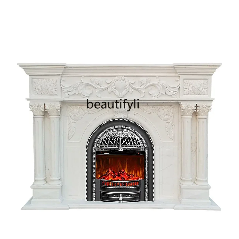Marble Fangshan white marble mantel, French European-style villa living room stone carving decorative cabinet
Marble Fangshan white marble mantel, French European-style villa living room stone carving decorative cabinet