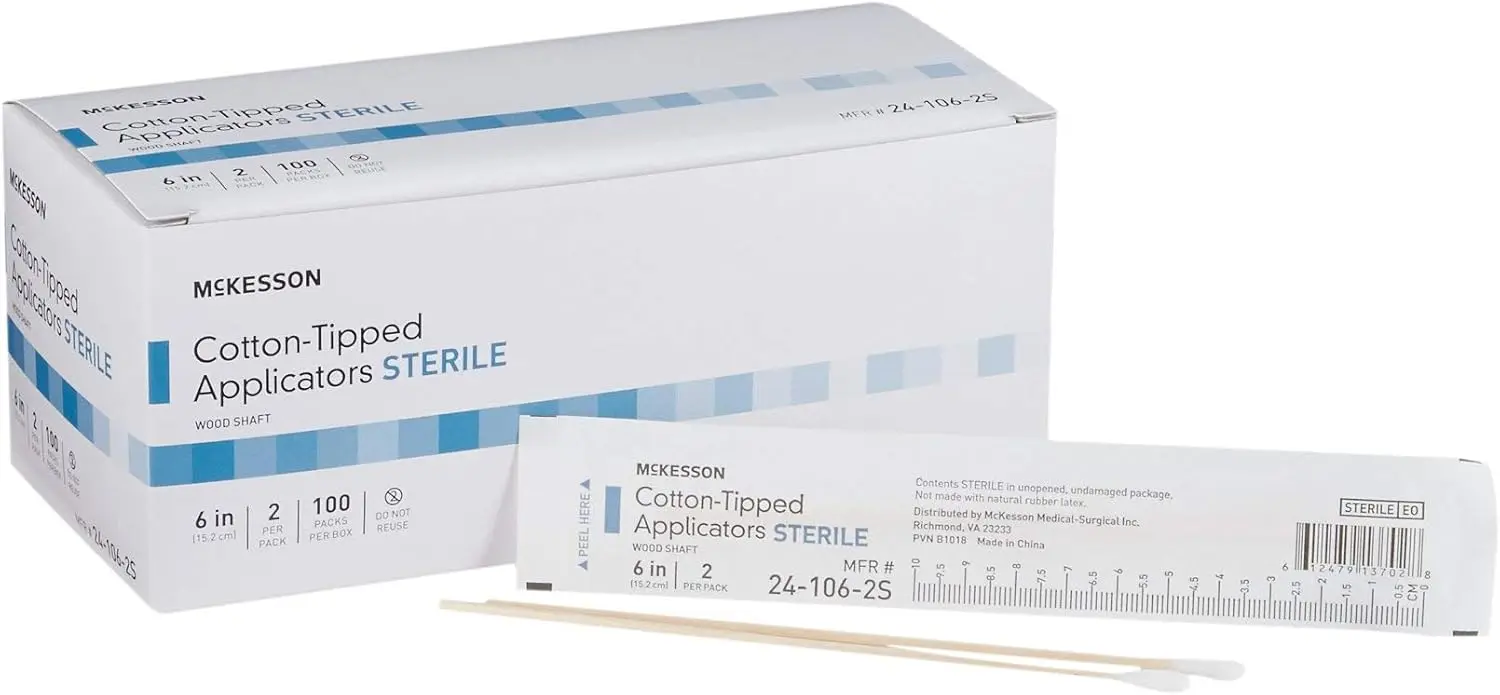Sterile Cotton Tipped Applicators, 6 Inch, Box of 200 – Medical Swabs for Wound Care, Cleaning, Wooden Shaft, Disposable
Sterile Cotton Tipped Applicators, 6 Inch, Box of 200 – Medical Swabs for Wound Care, Cleaning, Wooden Shaft, Disposable